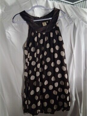 Vintage Y2K Heart Soul Halter Dress Womens XL Brown Ivory Polka Dot L2